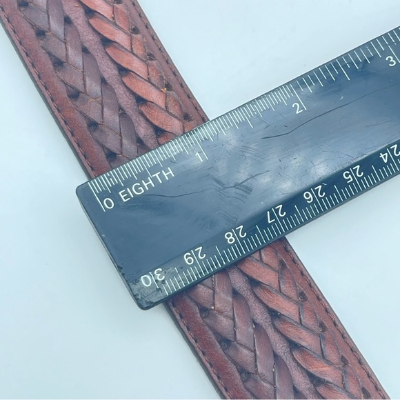 Vintage 1991 Brighton Leather Concho Braided Belt Men’s Women’s Unisex 42 - Picture 11 of 12
